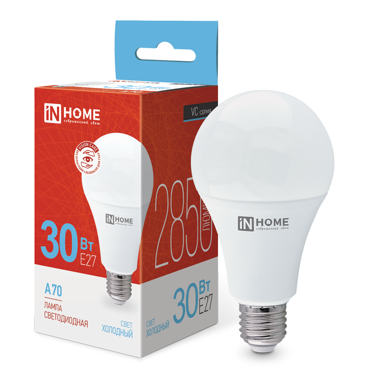 Лампа светодиодная LED-A70-VC 30Вт 230В Е27 6500К 2700Лм IN HOME