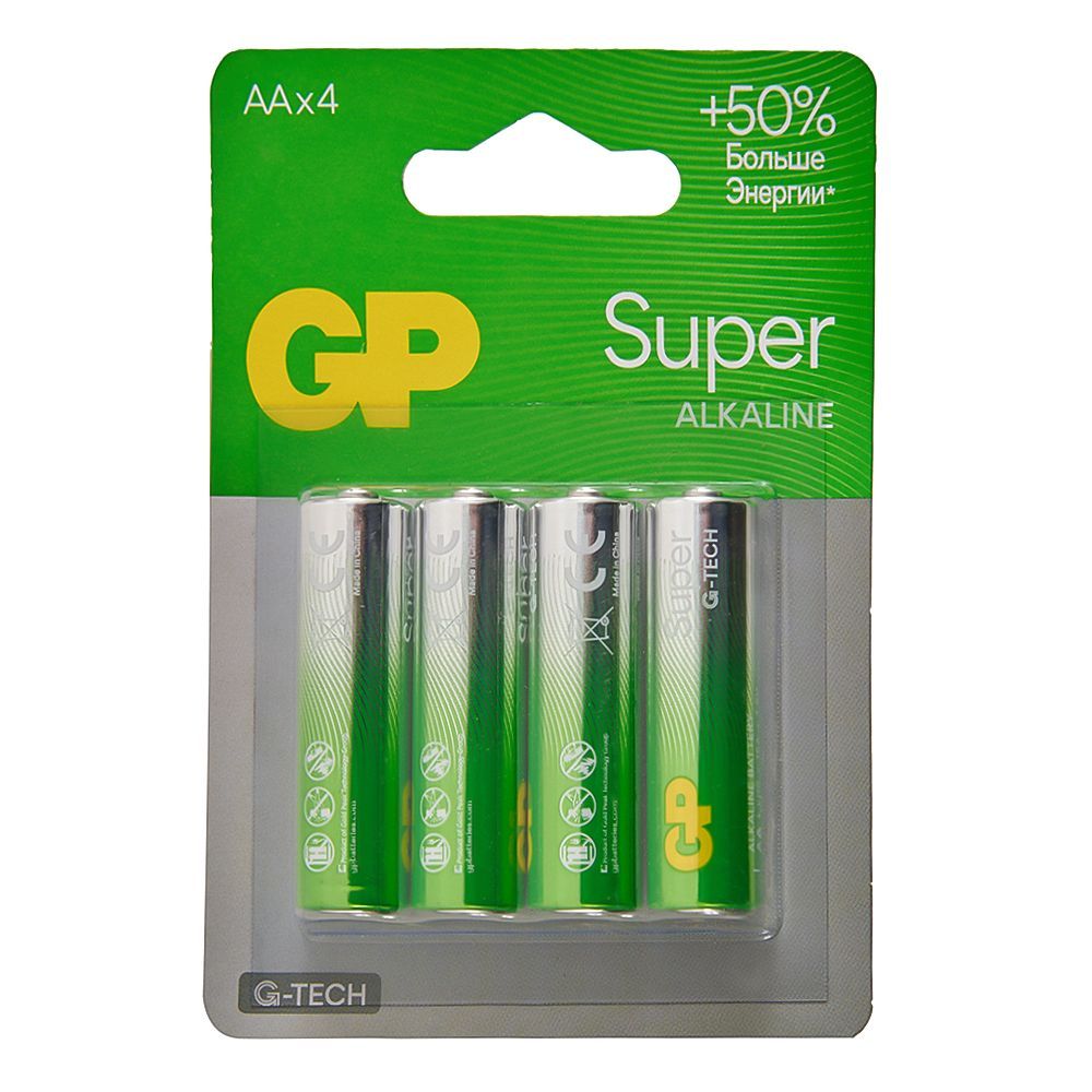 Э/пит. GP 15AA21-2CRSBC4 Super Alkaline G-Tech 15А АA - 4 шт. на блистере