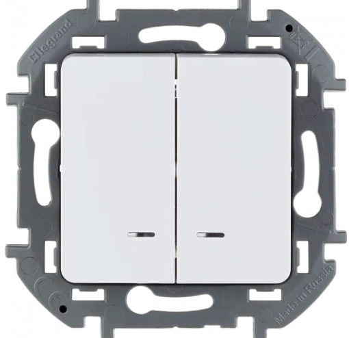 Legrand INSPIRIA Белый Выключатель двухклавишный с подсветкой/индикацией 10 AX - 250 В