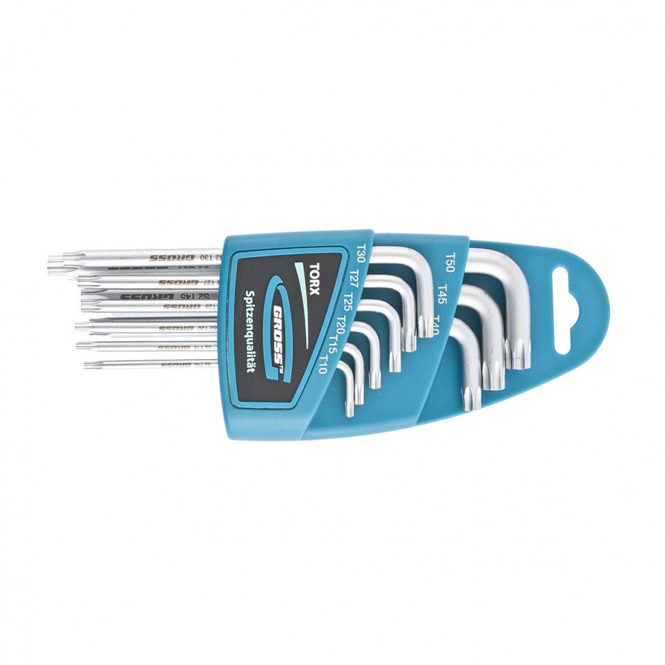 Ключи имбусовые набор TORX-TT, 9 шт: T10-T50, удлиненные, S2, сатинированные// Gross
