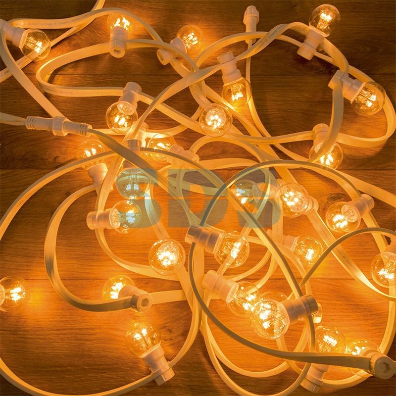 Гирлянда LED Galaxy Bulb String 10м, белый КАУЧУК, 30 ламп*6 LED ТЕПЛЫЙ БЕЛЫЙ, влагостойкая IP65