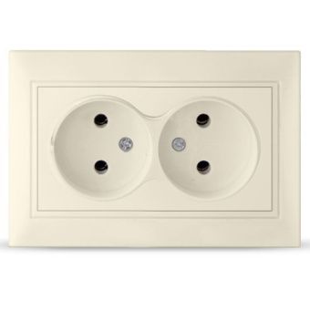 Розетка 2м. Севиль б/з, с/у, 16А, 220В, слоновая кость UNIVersal