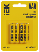 Батарейка щелочная Alkaline Optima LR03/AAA (4шт/блистер) IEK
