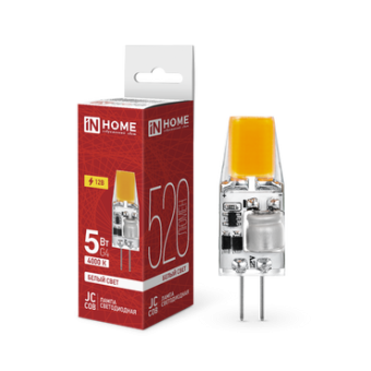 Лампа светодиодная LED-JC-COB 5Вт 12В G4 4000К 520Лм IN HOME