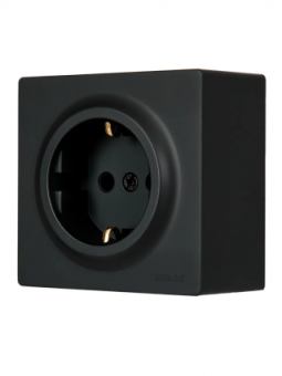 LETO Розетка 1-м. откр.уст. с/з ПБТ чёрный бархат