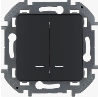 Legrand INSPIRIA Антрацит Выключатель двухклавишный с подсветкой/индикацией 10 AX - 250 В