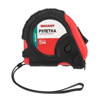 Рулетка измерительная Профи прорезиненный корпус, магнитная, 5м х 19мм REXANT