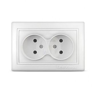 Розетка 2м. Севиль б/з, с/у, 16А, 220В, белая UNIVersal