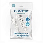Удлинитель бытовой "DOMTOK" 3 гнезда, ПВС 3*1, 3,5кВт, с/з 1,5м