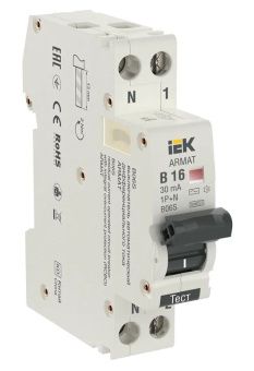 АВДТ ARMAT B06S 1P+NP B16 30мА тип AC (18мм) IEK