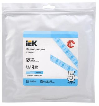 Лента светодиодная 5м LSR-5050W60-14,4-IP65-12В 14,4Вт 6500K IEK
