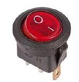 Выключатель клавишный круглый 250V 6A (3c) ON-OFF красный с подсветкой RWB-214 REXANT