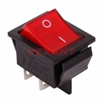 Выключатель клавишный 250 V 20А (4с) ON-OFF красный сподсветкой