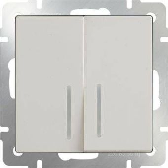 WERKEL Выкл проходной с подсветкой 2-х клав с/у 10А 220В слоновая кость LED