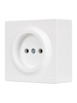 LETO Розетка 1-м. откр.уст. б/з ПБТ белый
