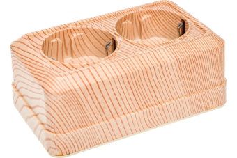 Розетка 2-м о/у Олимп 16А с/з сосна