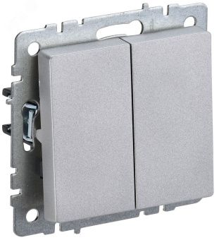 BRITE Выключатель 2-кл 10А ВС10-2-0-БрА алюминий IEK