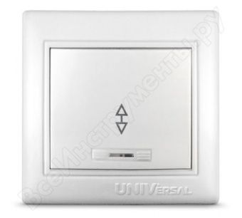 Выкл. проходной 1-кл. с/у, 10А, 220В Севиль, белый, UNIVersal