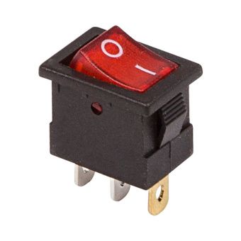 Выключатель клавишный 12V 15А (3с) ON-OFF красный с подсв/ REXANT