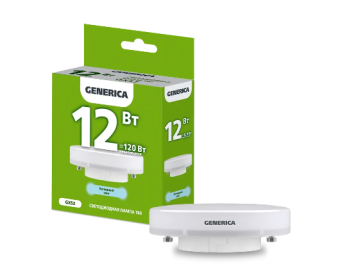 Лампа светодиодная T80 таблетка 12Вт 230В 6500К GX53 GENERICA