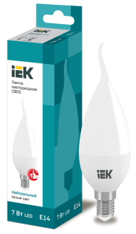 Лампа светодиодная CB35 свеча на ветру 7Вт 230В 4000К E14 IEK
