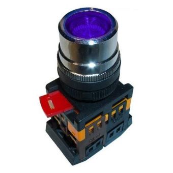 Кнопка ABLF-22 синий d22мм неон 240В 1з+1р ИЭК