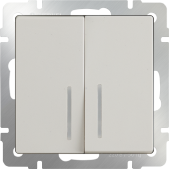 WERKEL Выкл с подсветкой 2-х клав с/у 10А 220В слоновая кость LED