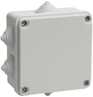 Коробка КМ41233 распаячная для о/п 100х100х50 мм IP44 (RAL7035, 6 гермовводов)