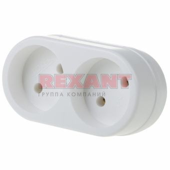 Двойник электрический, 6/10 А, без заземления, белый REXANT