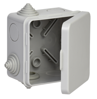 Коробка КМ41256 для о/п безгалогенная (HF) 80х80х50мм с откидной крышкой IP54 IEK
