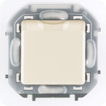 Legrand INSPIRIA Слоновая кость Розетка 2К+З IP 44 с откидной крышкой и шторками 16 А - 250 В