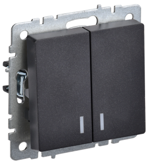 BRITE Выключ. 2-кл. с инд. 10А ВС10-2-1-БрЧ черн. IEK
