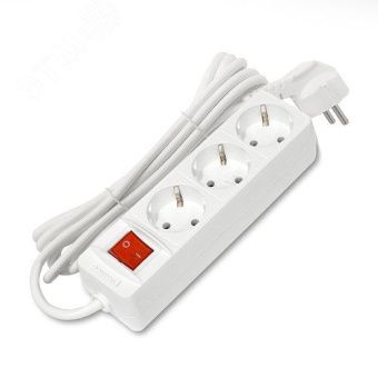 Удлинитель бытовой "DOMTOK" 3 гнезда, ПВС 3*1, 3,5кВт, с/з, выкл. 3м