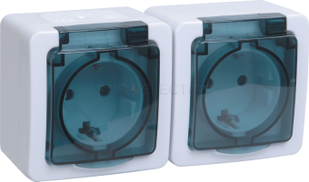 Розетка РСб22-3-ГПБд 2м с з/к, с крышкой (цвет крышки дымчатый), для о/у IP54 "ГЕРМЕС PLUS" ИЭК