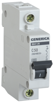 Авт.выкл. ВА47-29 1Р 50А 4,5кА х-ка С GENERICA