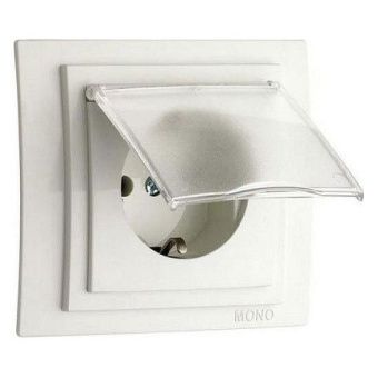 Despina Розетка 1-я с/з с крышкой Слоновая кость Механизм