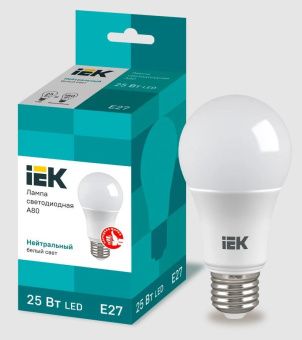 Лампа светодиодная A80 шар 25Вт 230В 4000К E27 IEK