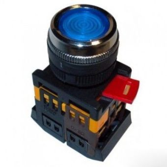 Кнопка ABLFS-22 синий d22мм неон 240В 1з+1р ИЭК