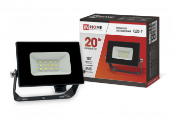 Прожектор светодиодный IN HOME СДО-7 20Вт 230В 6500К IP65 черный