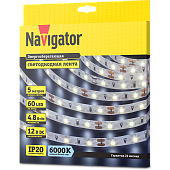 Лента светодиодная 71 762 Navigator 4.8Вт 12В 5м. IP20 (белый)