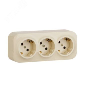 QUTEO Розетка 3-мест. д/откр.уст. с зазем. с защ.шторками с предвар.подключением 16А слоновая кость