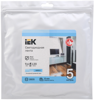 Лента светодиодная 5м  LSR-2835W120-9,6-IP65-12В 9,6Вт 6500K IEK