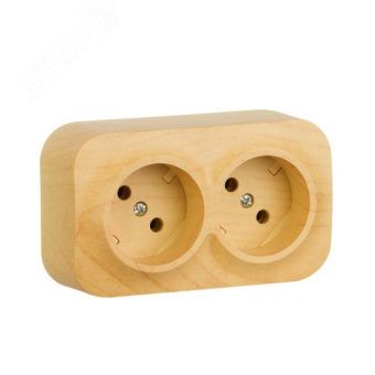 QUTEO Розетка 2-мест. д/откр.уст. б/зазем. б/защ.шторок 16А дерево