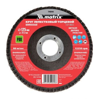 Круг лепестковый торцевой, P 80, 125 х 22,2 мм// Matrix