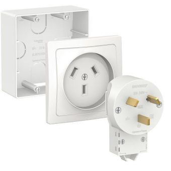 Комплект силовой ОП BLANCA 32A 250В подъемная коробка+розетка+вилка бел. SchE