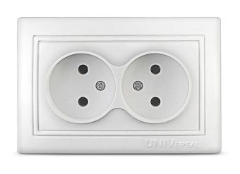 Розетка 2м. Севиль б/з, с/у, 16А, 220В, белая UNIVersal