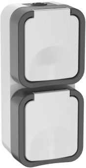 TORS Розетка 2-местная вертикальная 16А IP55 TS232 серо-белый IEK