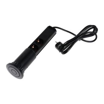 Розетка выдвижная Luazon 16А трёхместная в стол 2xUSB 2.1A черная