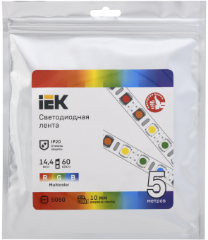 Лента светодиодная 5м LSR-5050RGB60-14,4-IP20-12В 14,4Вт RGB IEK