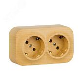 QUTEO Розетка 2-мест. для откр.уст. с зазем. б/защ.шторок 16А дерево